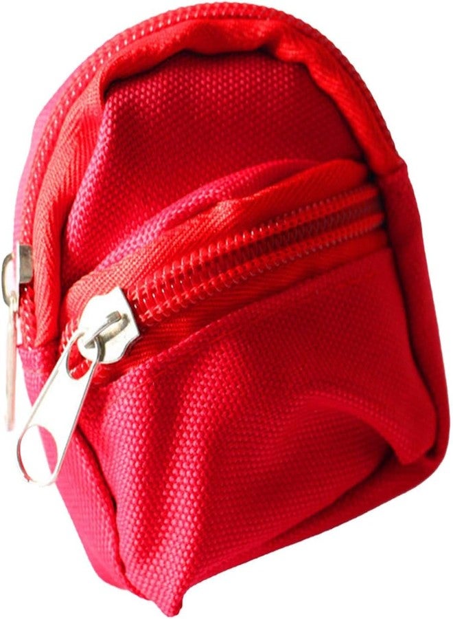 SquarezhenBo Mini Doll Zipper Backpack,Cute School Bag Model Dollhouse School Accessory for 1/6 Scale Dollhouse,Dolls Accessories Costume Ornament Photography Props,Keys Purse Dollhouse Accessories (Red) - Image 1